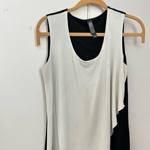 Marla Wynne Cream and Black Layered Sleeveless Top
